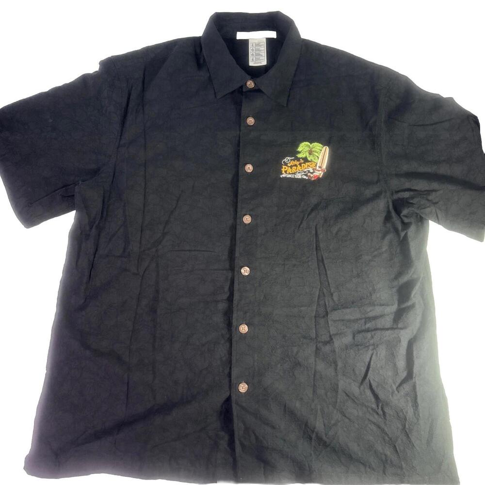 Disney Park Mickey in Paradise Hawaiian Beach Men’s Black Shirt Sz XL authentic